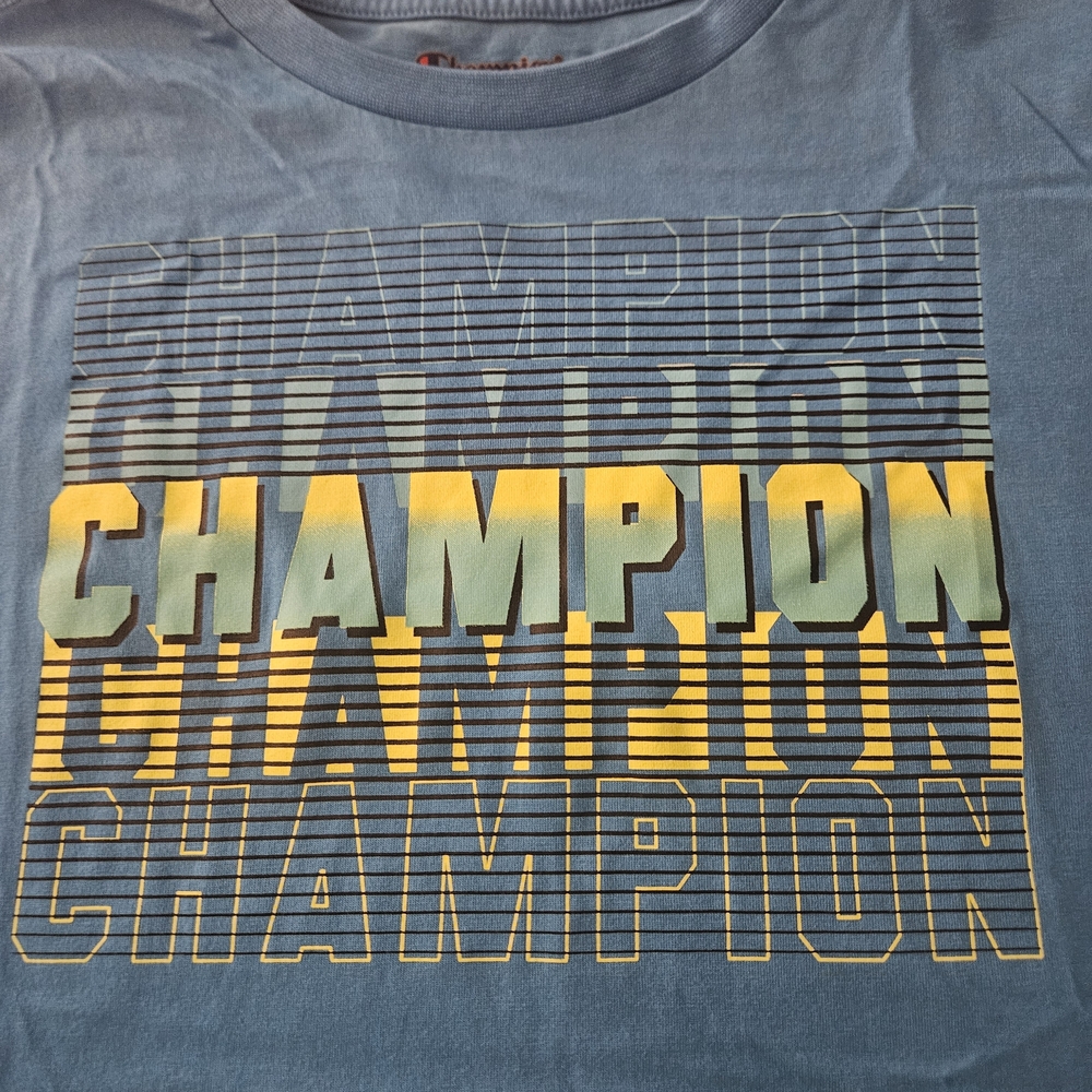 Champion Blue and Yellow Graphic Tee